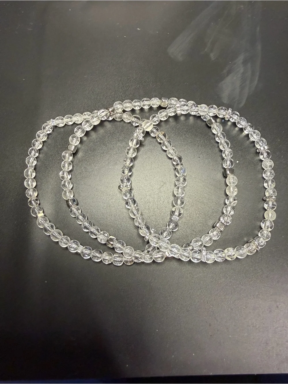 🤩 Handmade Natural Clear Quartz Stacking Stretch Bracelet Set